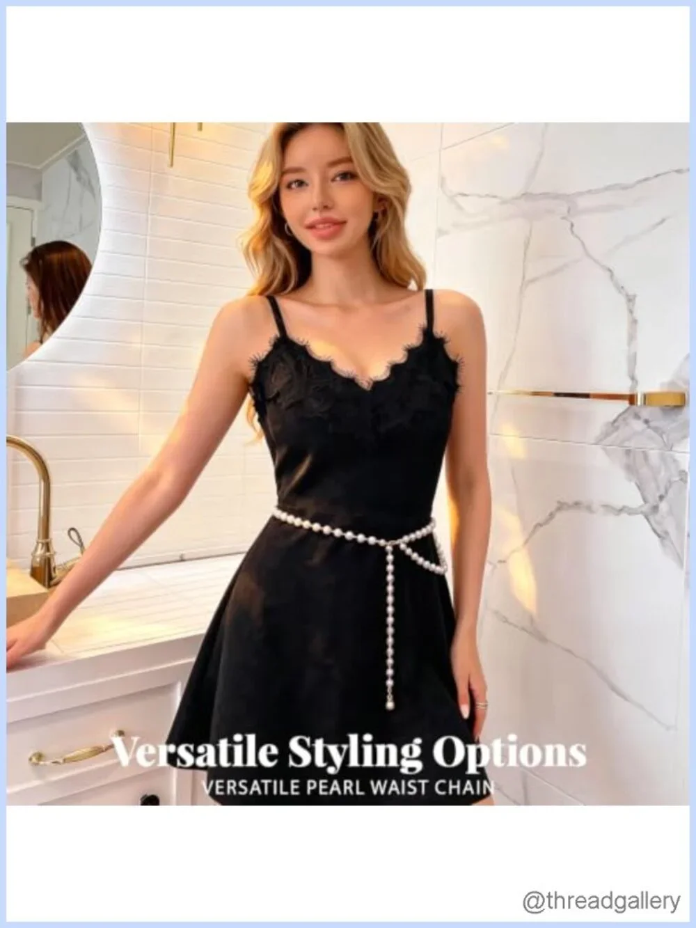 Pearl Waist Chain Belt Adjustable Body Jewelry for Women Dresses Concerts